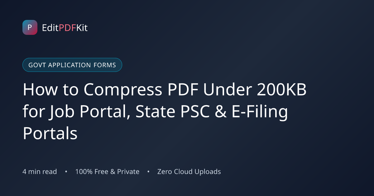 How to Compress PDF Under 200KB for Job Portal, State PSC & E-Filing Portals