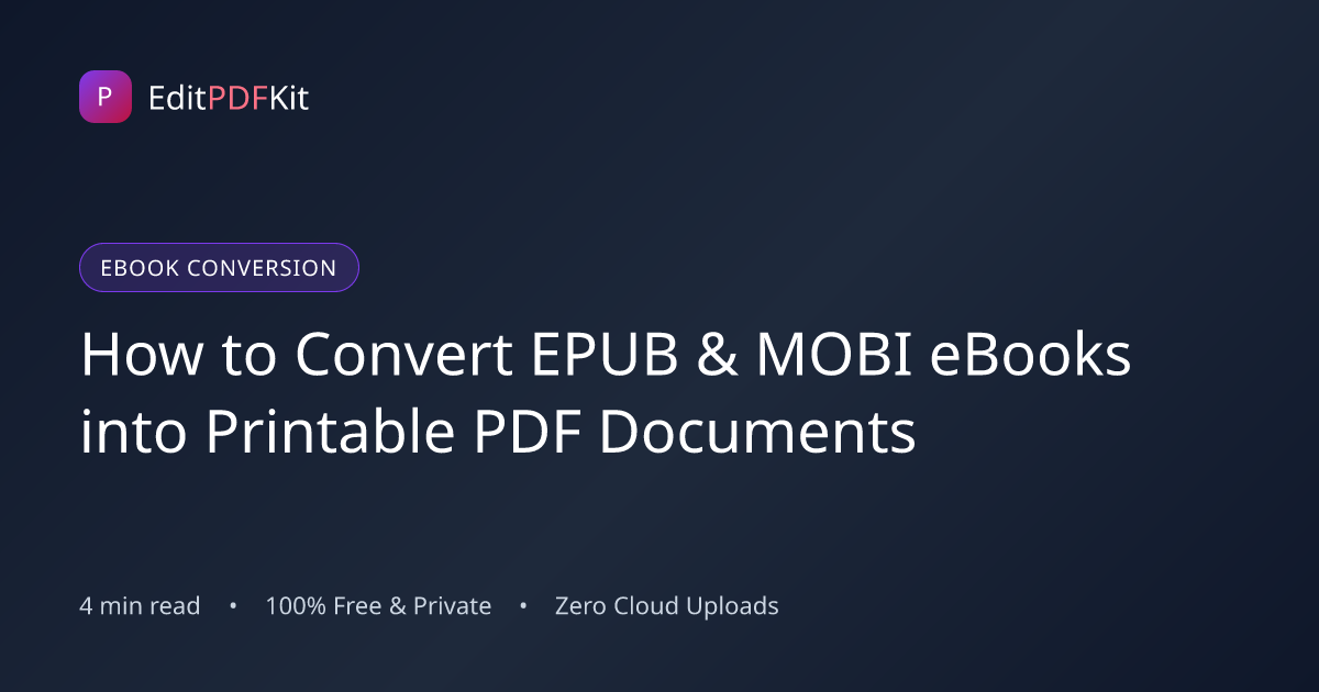 How to Convert EPUB & MOBI eBooks into Printable PDF Documents