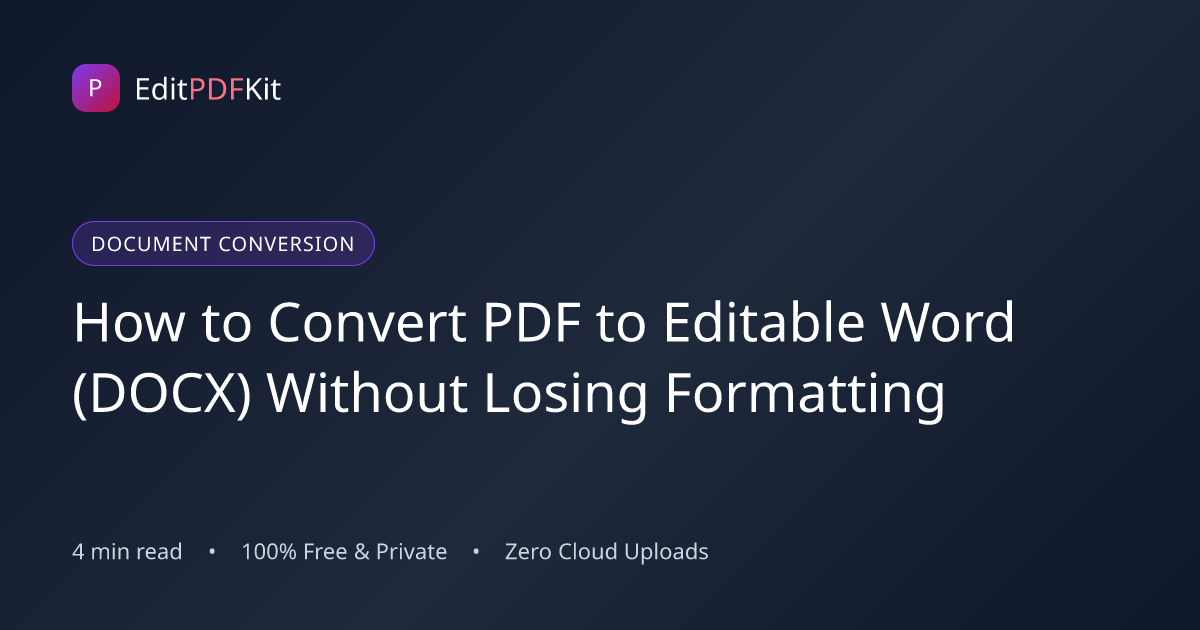 How to Convert PDF to Editable Word (DOCX) Without Losing Formatting