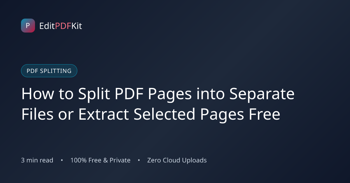 How to Split PDF Pages into Separate Files or Extract Selected Pages Free